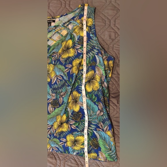 Roz & Ali Blue Green Sleeveless Tank Top Tropical Print - Picture 6 of 6